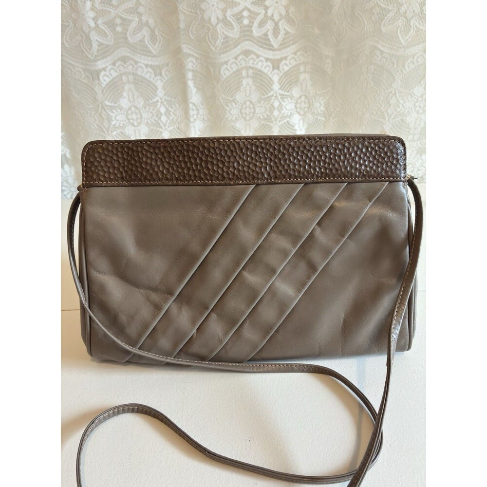 Vintage Woodward Soft Leather Made in Italy Taupe Crossbody Bag Purse 80s 90s